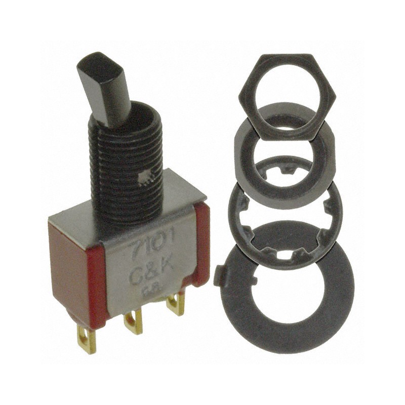 1 pcs : 7101P4YZBE22 - SWITCH TOGGLE SPDT 0.4VA 20V