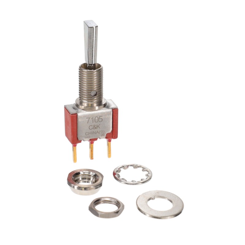 1 pcs : 7105P3Y1CBE - SWITCH TOGGLE SPDT 0.4VA 20V