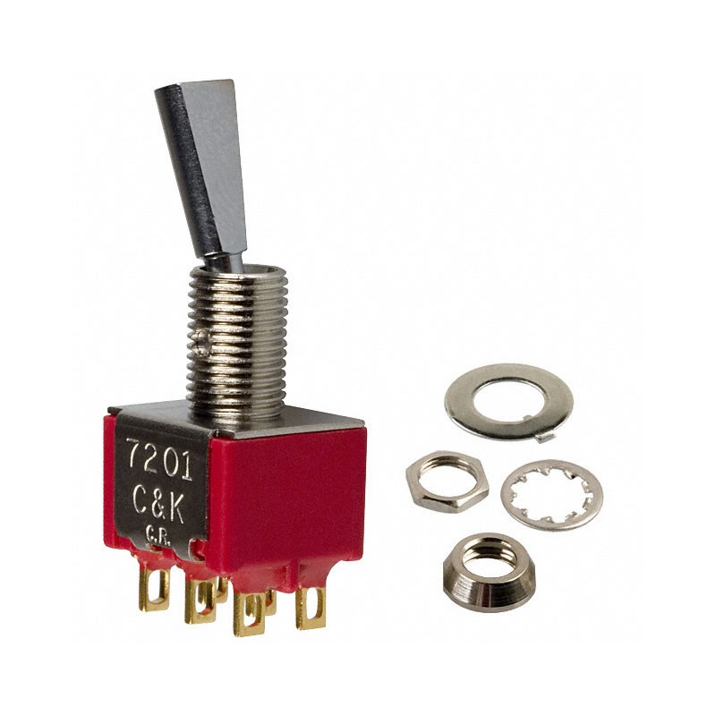 1 pcs : 7201P3YZBE - SWITCH TOGGLE DPDT 0.4VA 20V