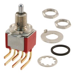 1 pcs : 7203MPCWABE - SWITCH TOGGLE DPDT 0.4VA 20V