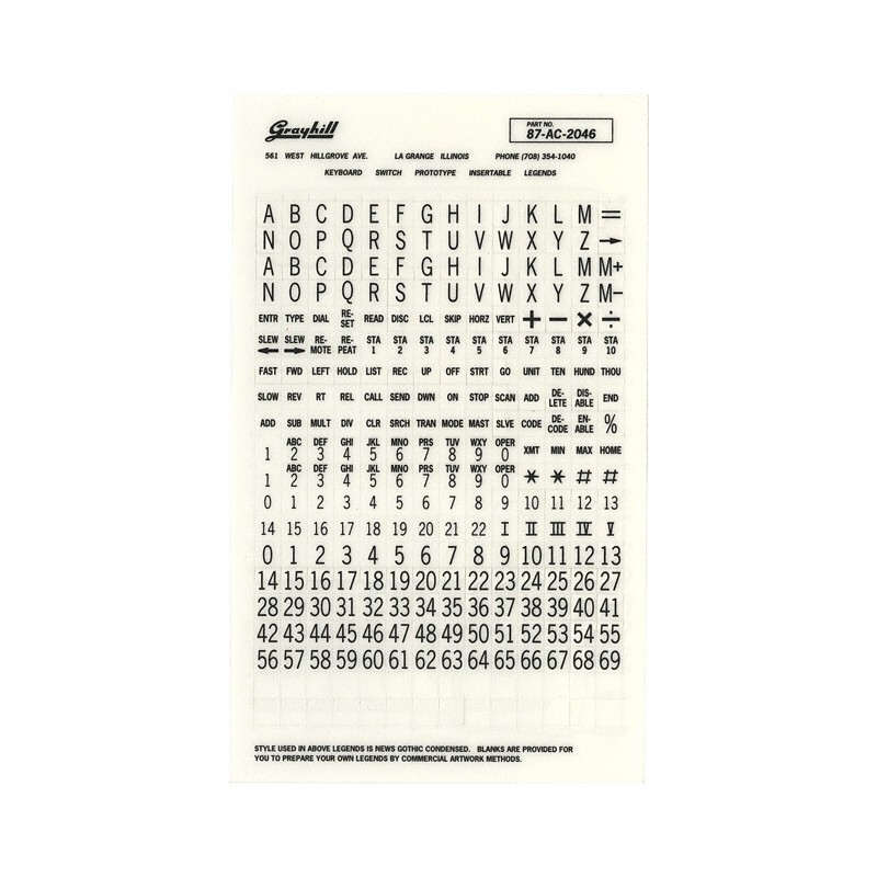 1 pcs : 87AC2046 - LEGEND SHEET MED. SELF ADHESIVE
