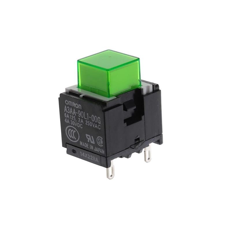 1 pcs : A3AA-90L1-00G - SWITCH PUSH SPST-NO 6A 125V
