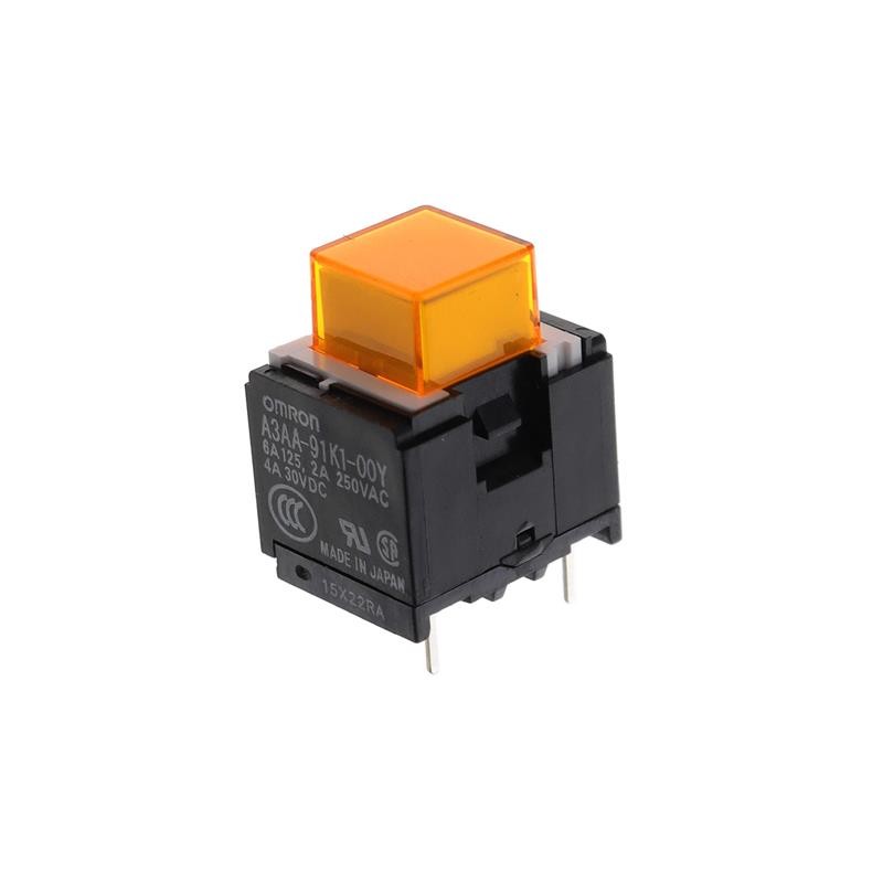 1 pcs : A3AA-91K1-00Y - SWITCH PUSH SPST-NO 6A 125V