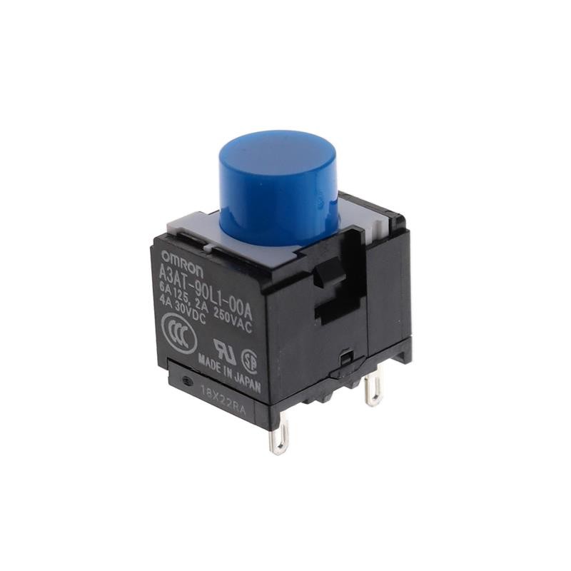 1 pcs : A3AT-90L1-00A - SWITCH PUSH SPST-NO 6A 125V