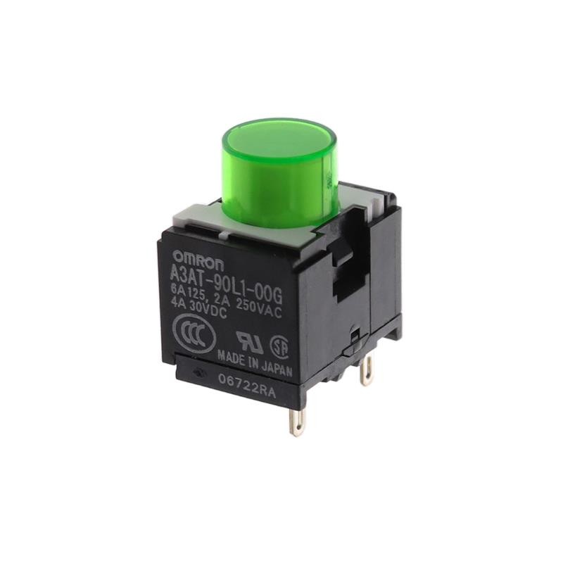 1 pcs : A3AT-90L1-00G - SWITCH PUSH SPST-NO 6A 125V