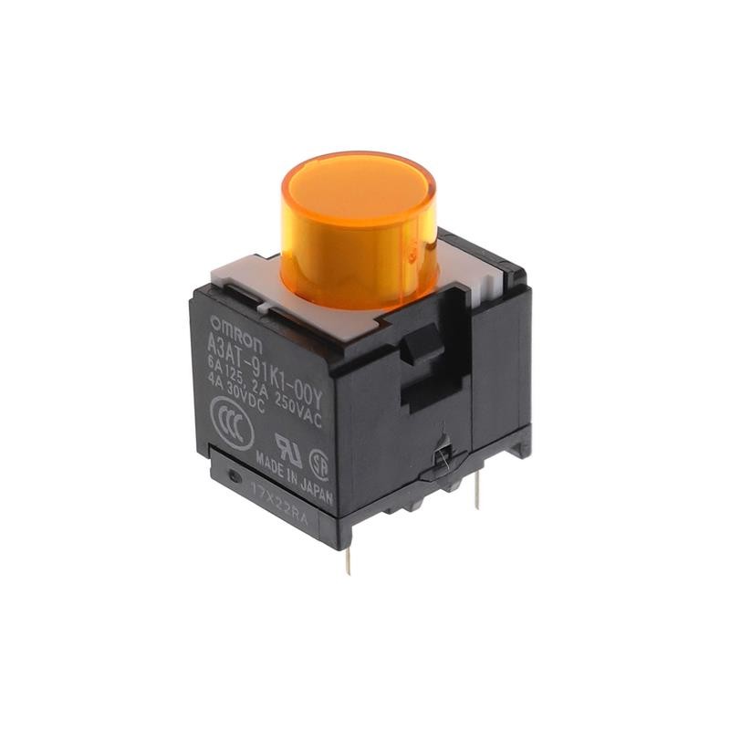 1 pcs : A3AT-91K1-00Y - SWITCH PUSH SPST-NO 6A 125V