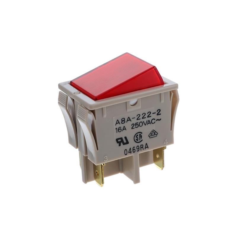 1 pcs : A8A-222-2 - SWITCH ROCKER DPST 16A 125V