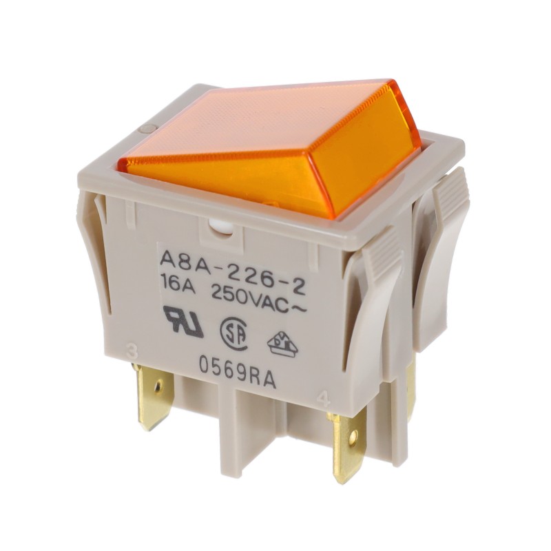 1 pcs : A8A-226-2 - SWITCH ROCKER DPST 16A 125V