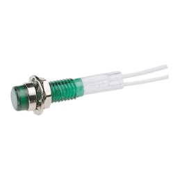 1 pcs - CAMDENBOSS Green Panel Mount Indicator, 6V, 6.4mm Mounting Hole Size, Lead Wires Termination