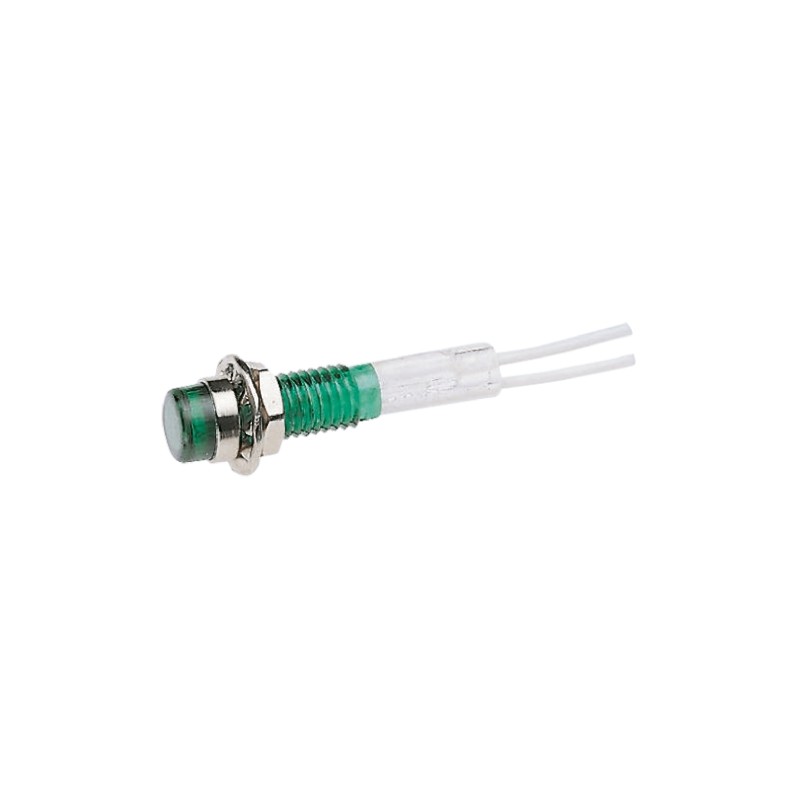 1 pcs - CAMDENBOSS Green Panel Mount Indicator, 6V, 6.4mm Mounting Hole Size, Lead Wires Termination