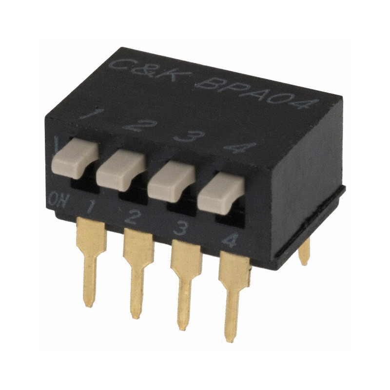 1 pcs : BPA04RB - SWITCH PIANO DIP SPST 0.1A 5V