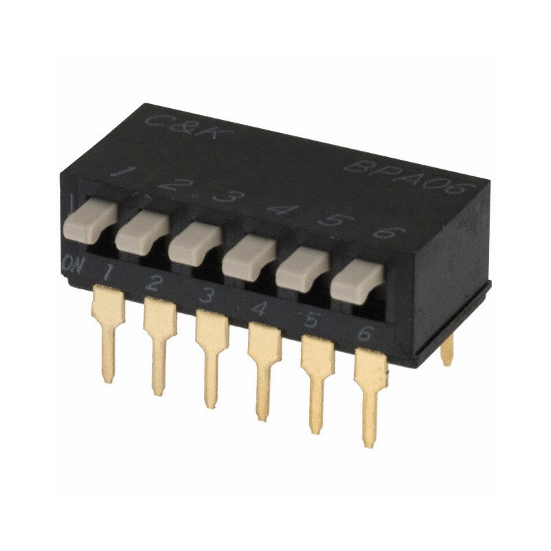 1 pcs : BPA06B - SWITCH PIANO DIP SPST 0.1A 5V