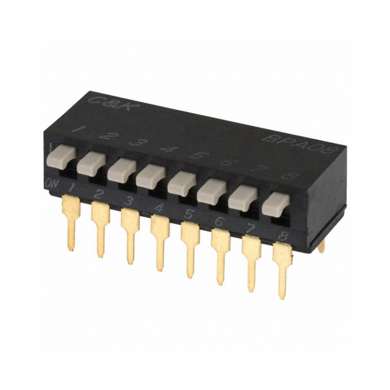 1 pcs : BPA08B - SWITCH PIANO DIP SPST 0.1A 5V