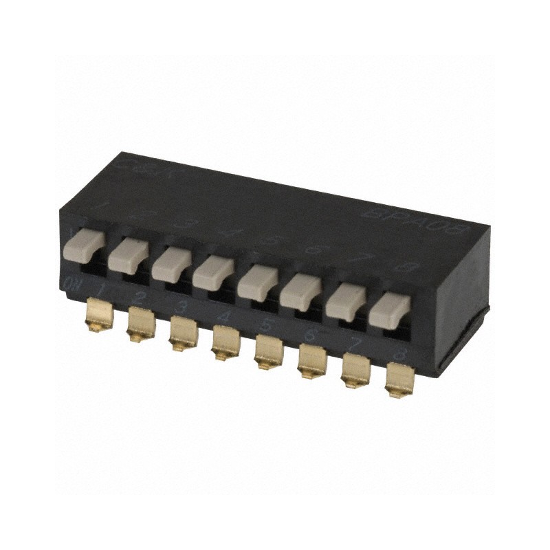 1 pcs : BPA08SB - SWITCH PIANO DIP SPST 0.1A 5V