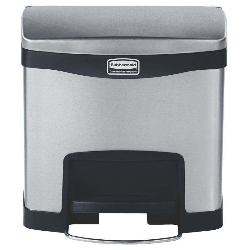 1 pcs - Rubbermaid Commercial Products Slim Jim 15L Chrome Pedal Stainless Steel Waste Bin