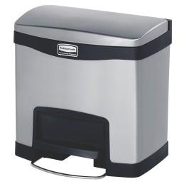 1 pcs - Rubbermaid Commercial Products Slim Jim 15L Chrome Pedal Stainless Steel Waste Bin