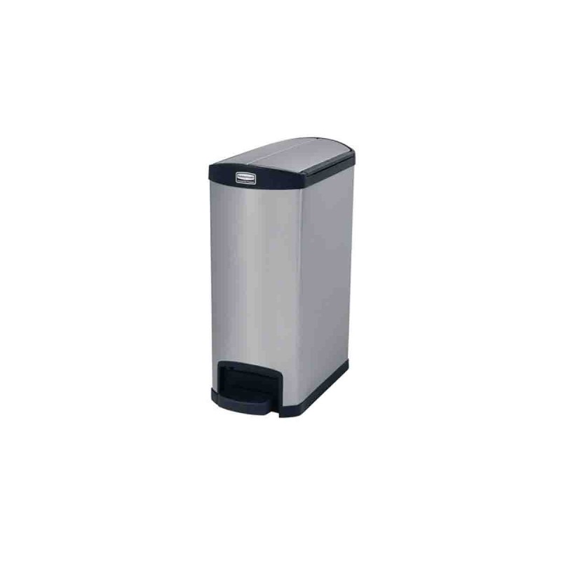 1 pcs - Rubbermaid Commercial Products Slim Jim 50L Black Pedal Galvanised Steel Waste Bin