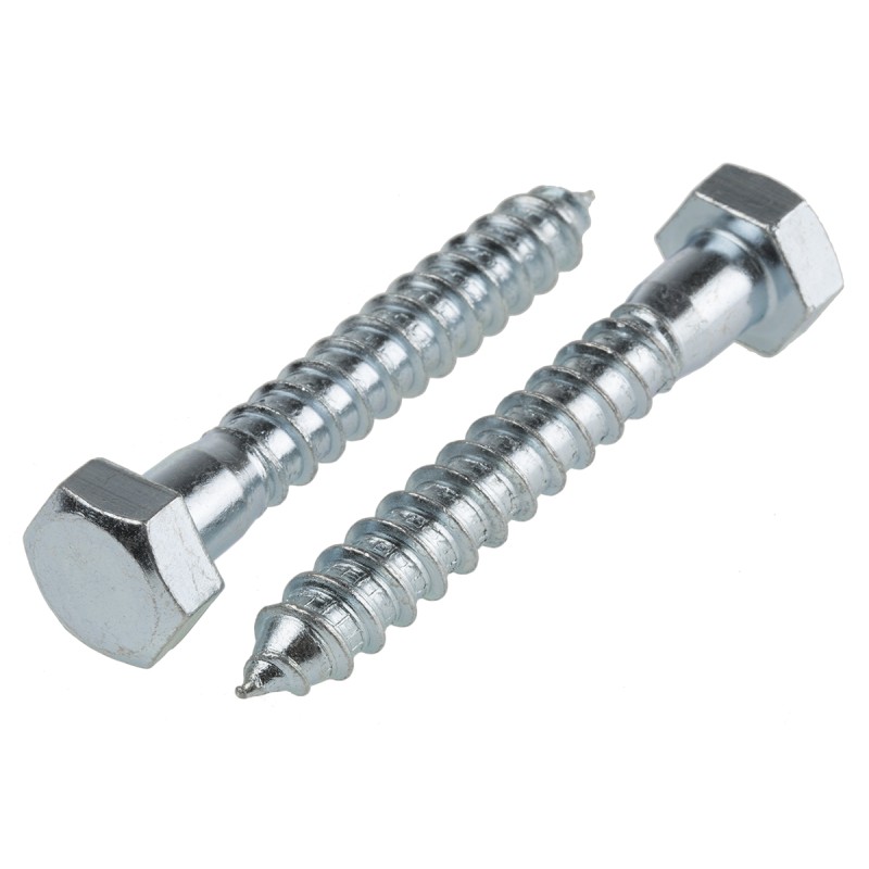 1 Bag of 10 - RS PRO Hex Coach Screw, Steel Bright Zinc Plated, 12mm x 80mm