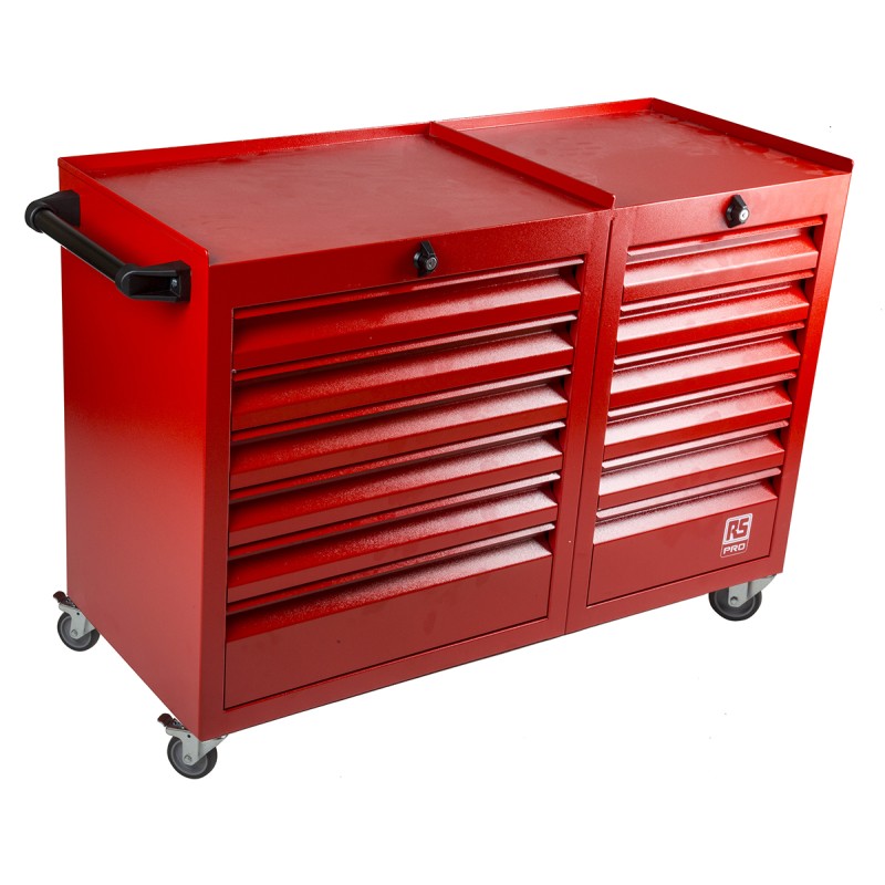 1 pcs - RS PRO 12 drawer Steel Wheeled Tool Chest, 870mm x 1085mm x 450mm