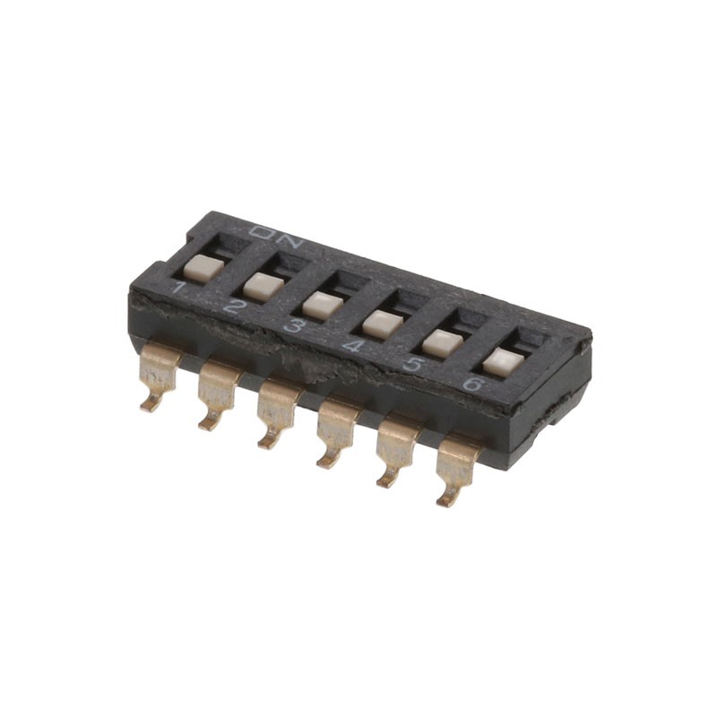 1 pcs : DS04-254-2-06BK-SMT-TR - SWITCH SLIDE DIP SPST 0.025A 24V