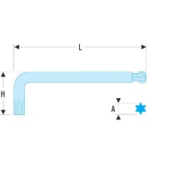 1 pcs - Facom 1-Piece Torx Key, T20 Size, L Shape, Long Arm