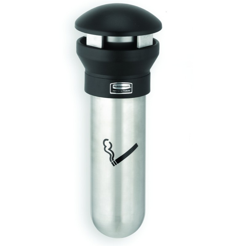 1 pcs - Rubbermaid Commercial Products Black Stainless Steel Wall Mounting Cigarette Bins, 190.5mm