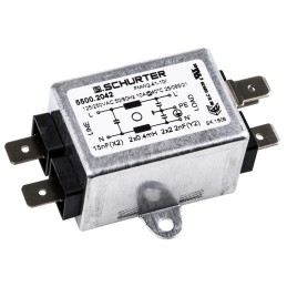 1 pcs - Schurter, FMW2 10A 250 V ac 60Hz, Flange Mount RFI Filter, Solder Tab, Single Phase