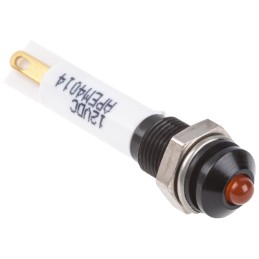 1 pcs - RS PRO Orange Panel Mount Indicator, 21.6 - 26.4V dc, 6mm Mounting Hole Size, IP67