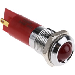 1 pcs - RS PRO Red Flashing LED Panel Mount Indicator, 24V dc, 14mm Mounting Hole Size, Solder Tab Termination