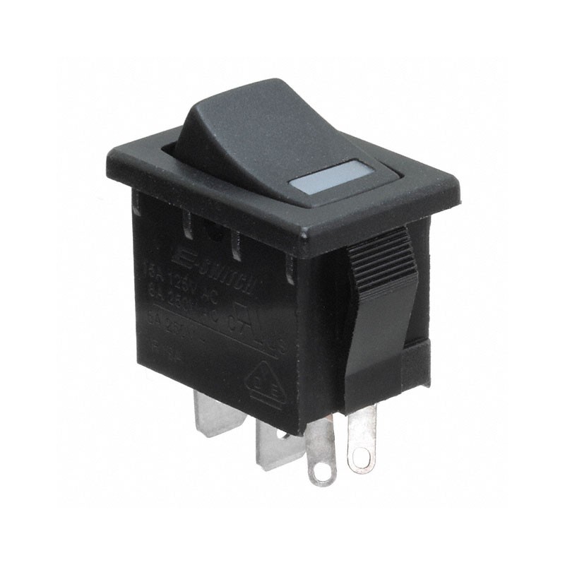 1 pcs : R1966ABLKBLKEGRED - SWITCH ROCKER SPST 15A 125V