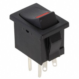 1 pcs : R1966ABLKBLKEPRED - SWITCH ROCKER SPST 15A 125V