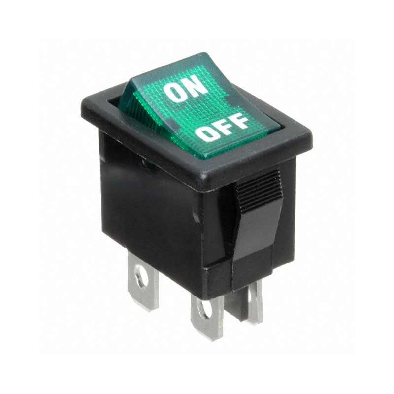 1 pcs : R1973BBLKGILIF1 - SWITCH ROCKER DPST 9A 125V