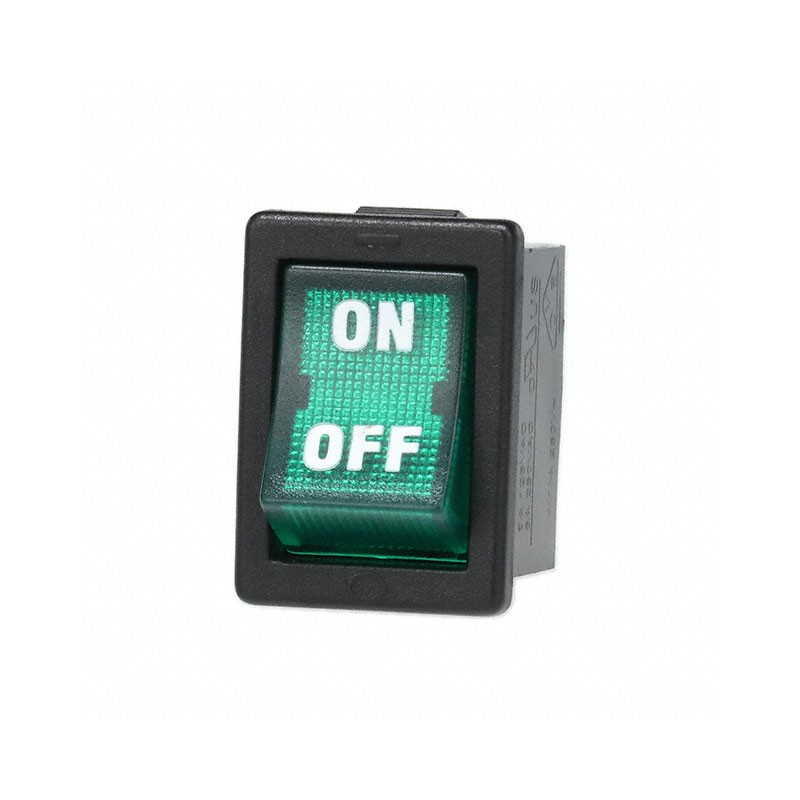 1 pcs : R1973BBLKGILIF2 - SWITCH ROCKER DPST 9A 125V