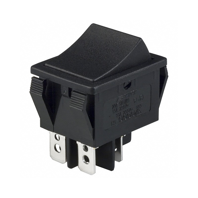 1 pcs : R5ABLKBLKEF0 - SWITCH ROCKER DPST 20A 125V