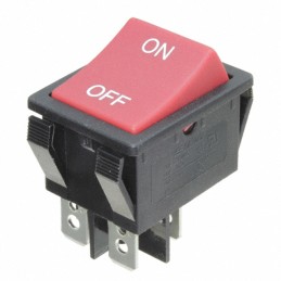 1 pcs : R5ABLKREDIF0 - SWITCH ROCKER DPST 20A 125V