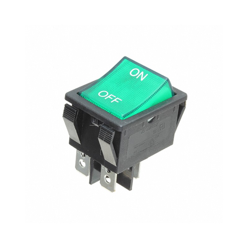 1 pcs : R5BBLKGRNIF2 - SWITCH ROCKER DPST 20A 125V