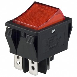 1 pcs : R5BBLKREDEF1 - SWITCH ROCKER DPST 20A 125V