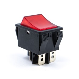 1 pcs : R5BBLKREDEF2 - SWITCH ROCKER DPST 20A 125V