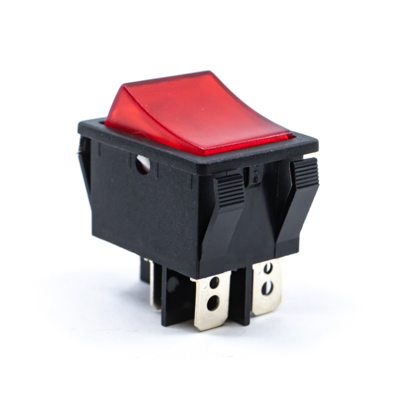 1 pcs : R5BBLKREDEF2 - SWITCH ROCKER DPST 20A 125V