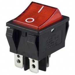 1 pcs : R5BBLKREDFF2 - SWITCH ROCKER DPST 20A 125V