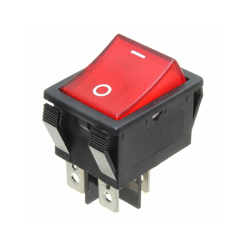 1 pcs : R5BBLKREDGF2 - SWITCH ROCKER DPST 20A 125V