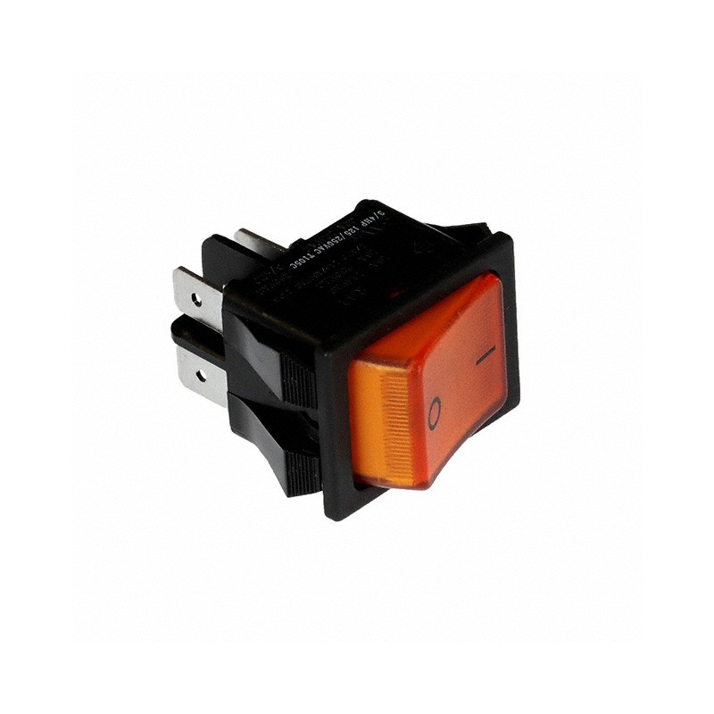 1 pcs : R5BBLKREDIF1 - SWITCH ROCKER DPST 20A 125V