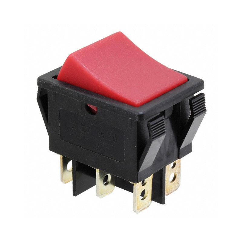 1 pcs : R5CBLKREDEF0 - SWITCH ROCKER DPDT 20A 125V