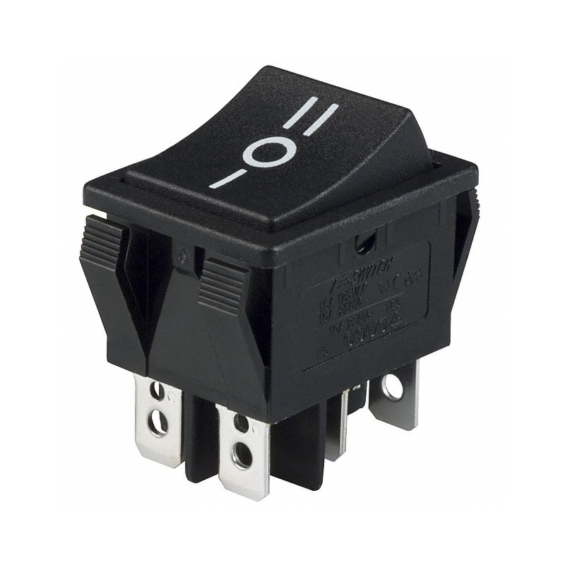 1 pcs : R5DBLKBLKCF0 - SWITCH ROCKER DPDT 15A 125V