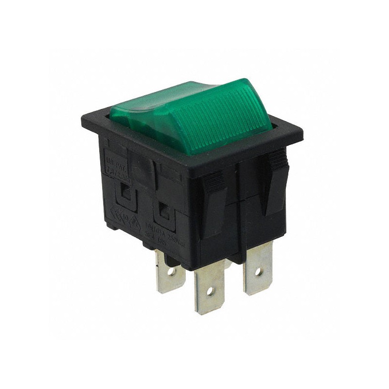 1 pcs : RBW2ABLKGILEF1 - SWITCH ROCKER DPST 16A 125V