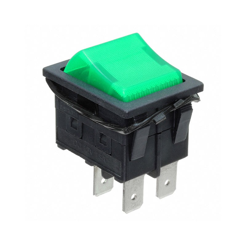 1 pcs : RBW2ABLKGILEF3 - SWITCH ROCKER DPST 18A 125V