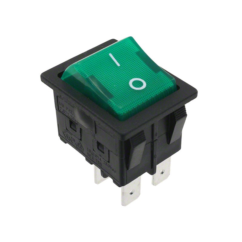 1 pcs : RBW2ABLKGILFF1 - SWITCH ROCKER DPST 16A 125V