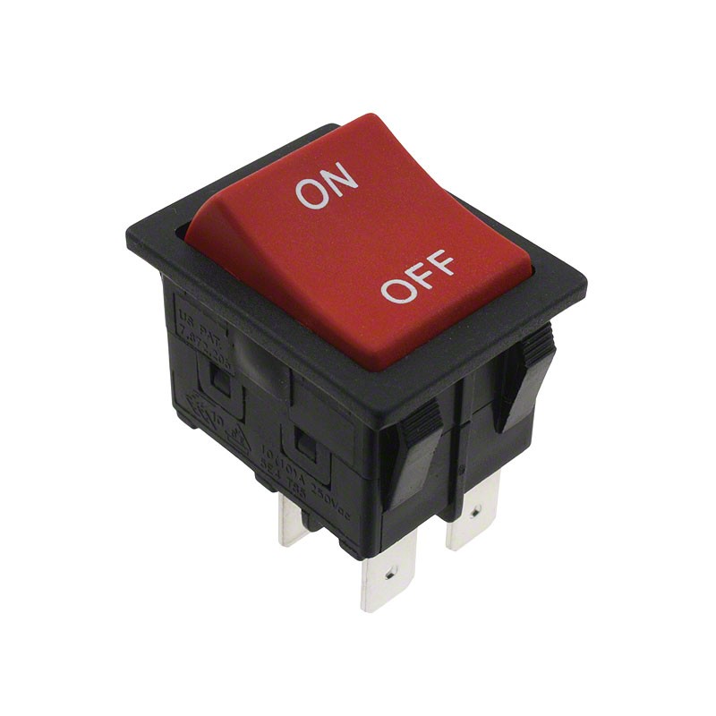 1 pcs : RBW2ABLKREDIF0 - SWITCH ROCKER DPST 16A 125V