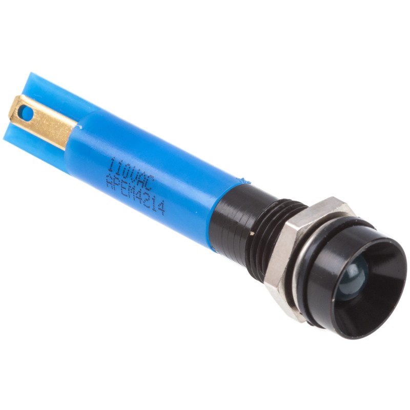 1 pcs - RS PRO Blue Panel Mount Indicator, 110V ac, 8mm Mounting Hole Size, IP67