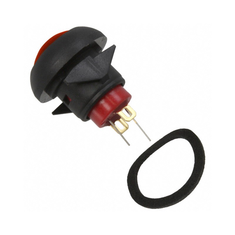 1 pcs : RP8100B1M1CEBLKBLKRED - SWITCH PB SPST-NO 0.125A 125V